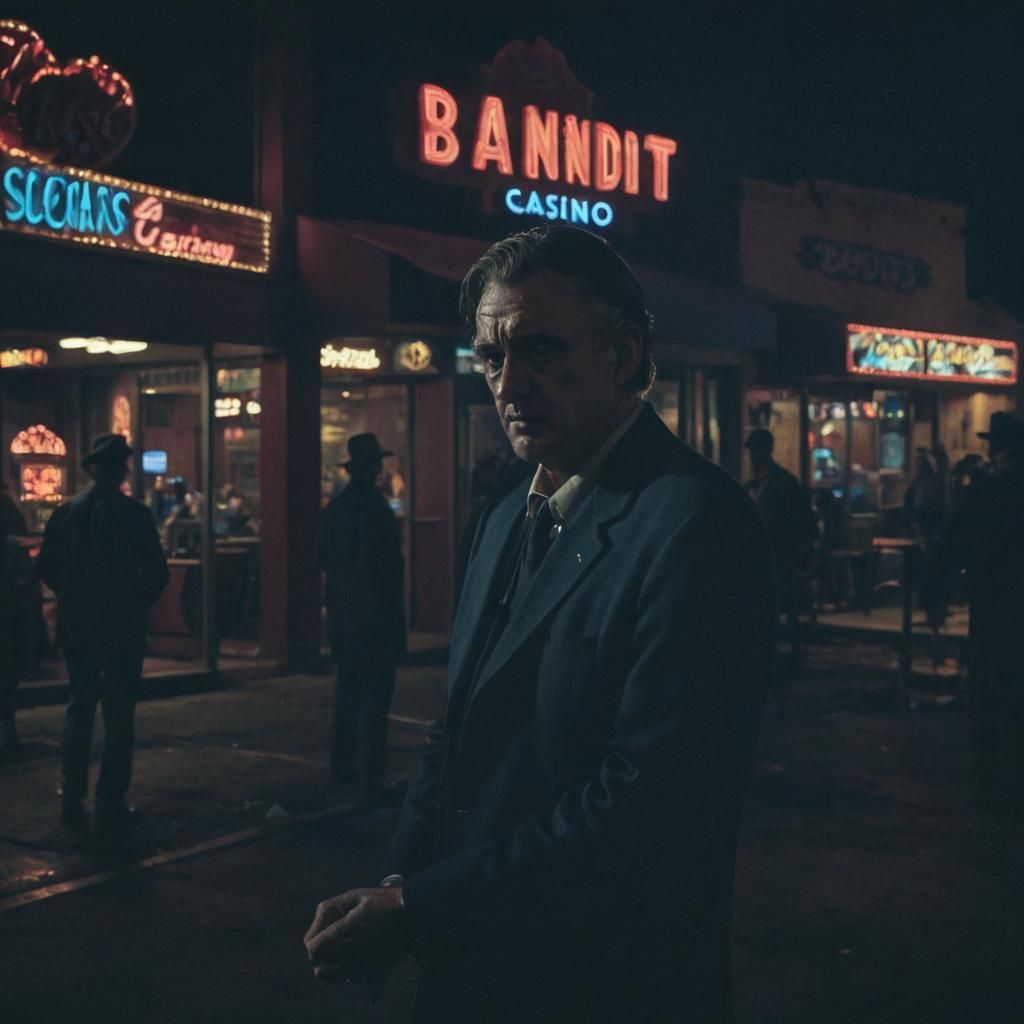 Gritty Post-Apocalyptic Casino Scene in Moody Film Noir Styl...