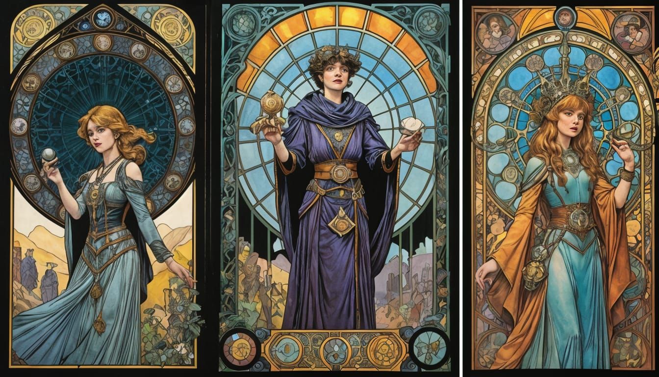 Tarot Reader in Art Nouveau Comic Style