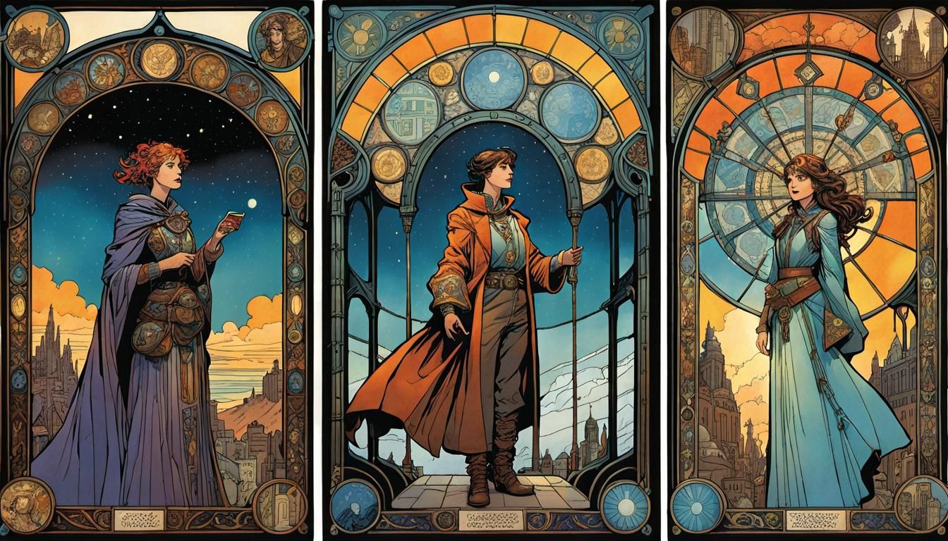 Fortune Teller Explains Tarot in Art Nouveau Comic