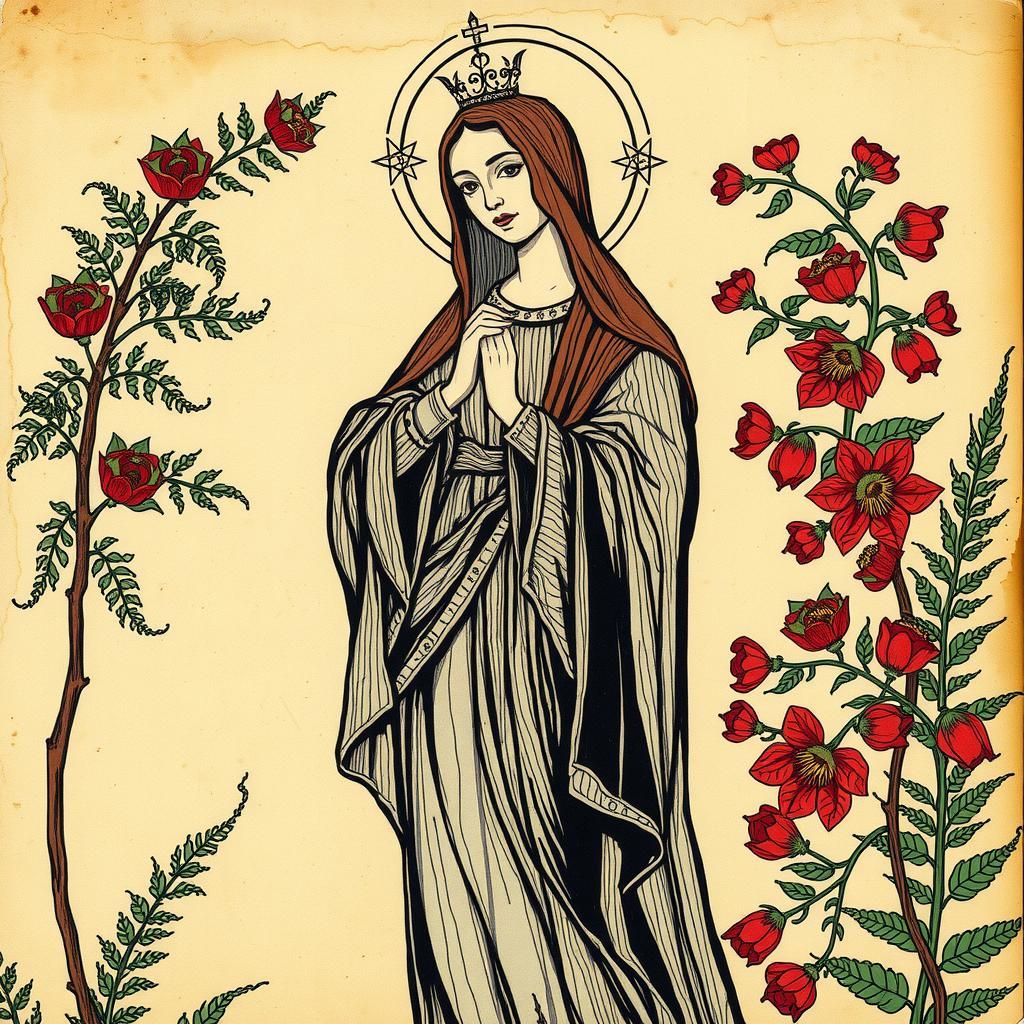Virgin Mary Rosa Mystica in Renaissance Style