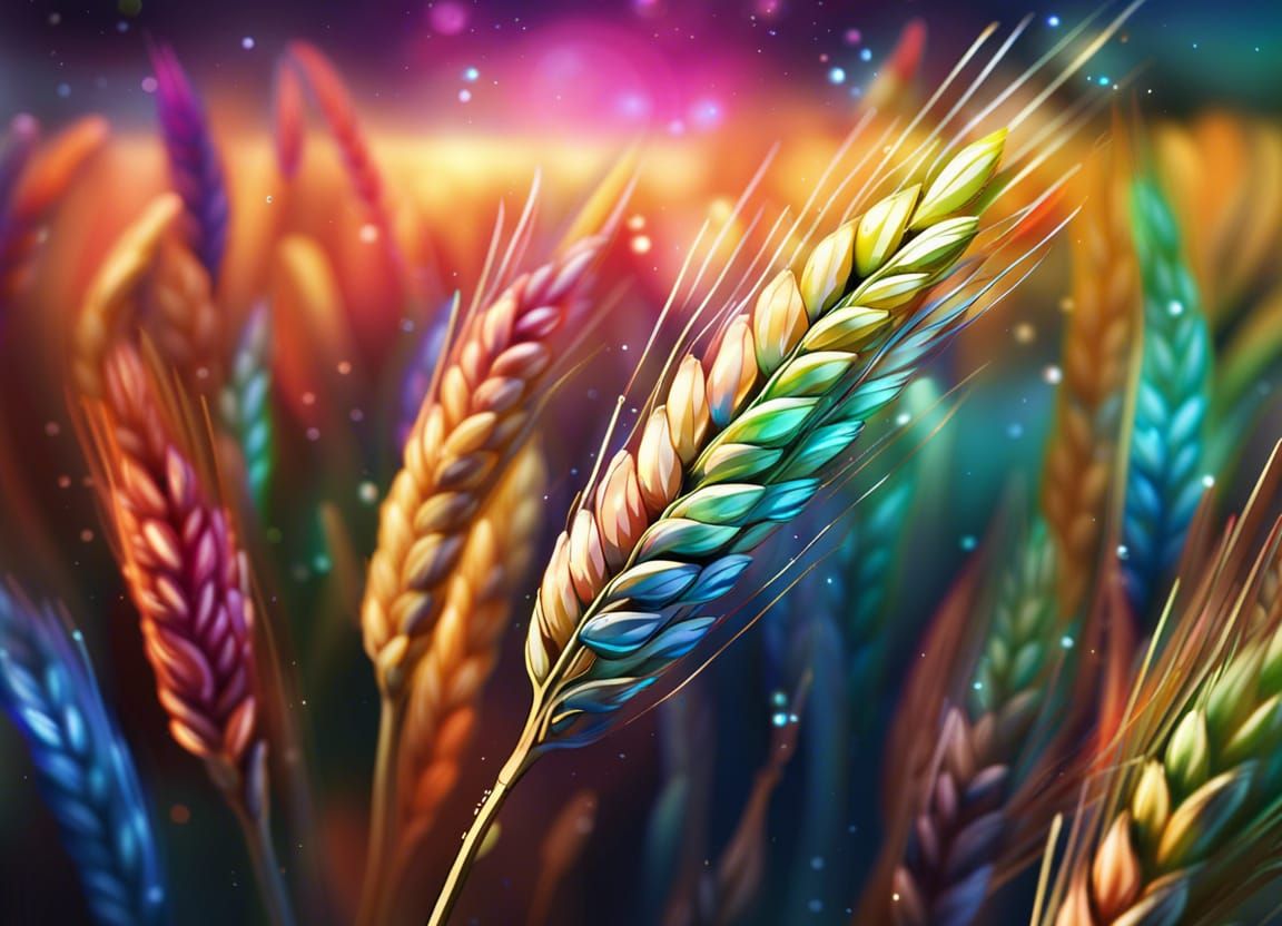 Hyperrealistic Wheat Field in Cosmic Style