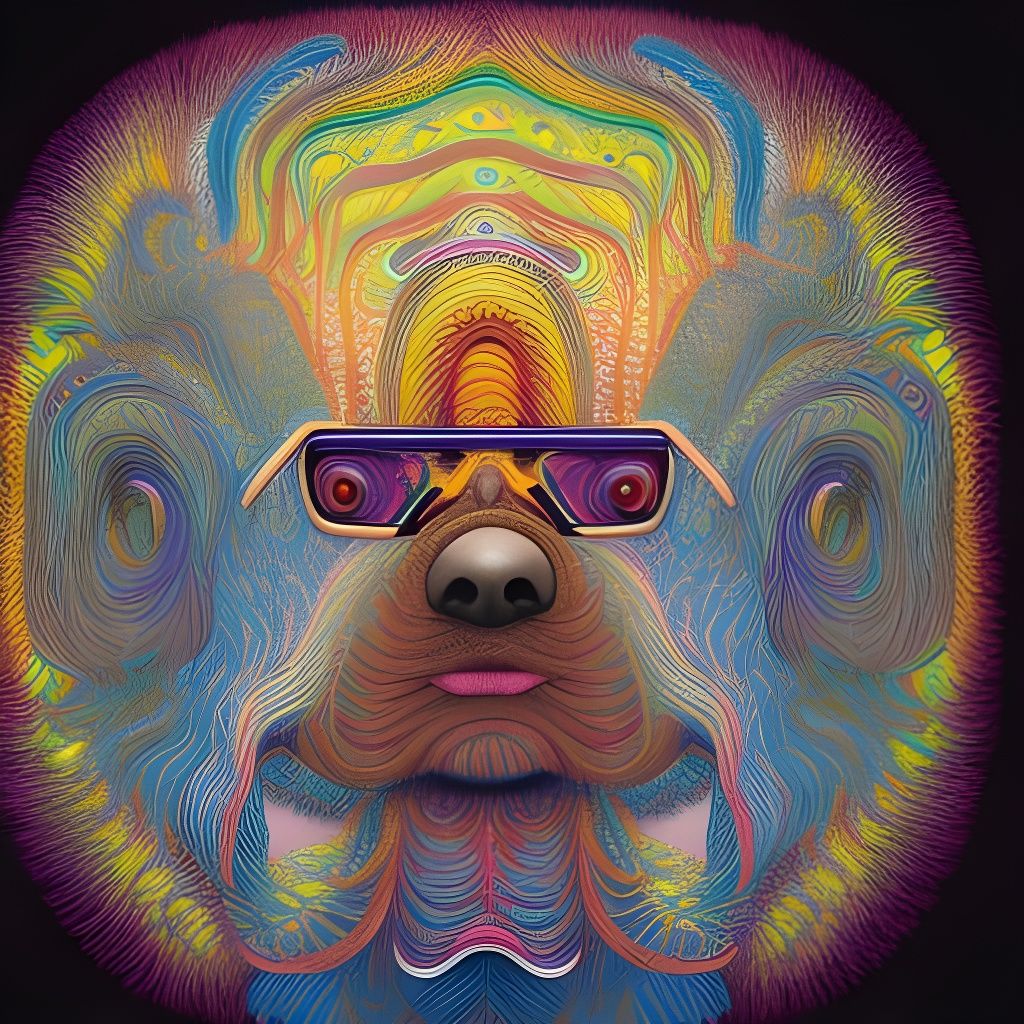 Colorful Dog Hair Humanoid: Detailed Matte Painting