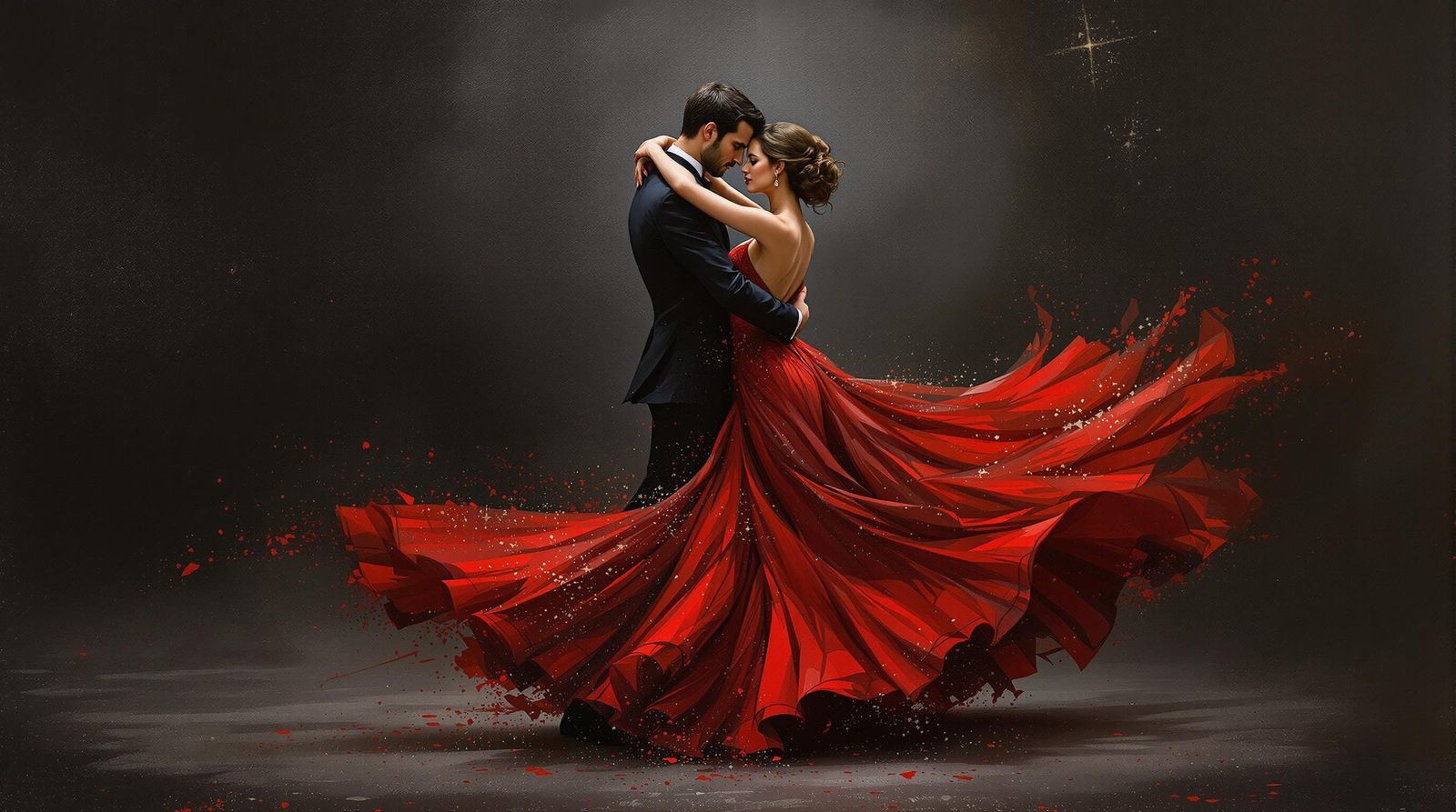 Elegant Tango Dancers in Oil Painting Style