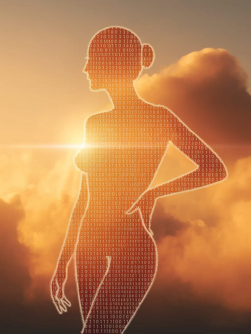 Digital Goddess in Sunset Glow