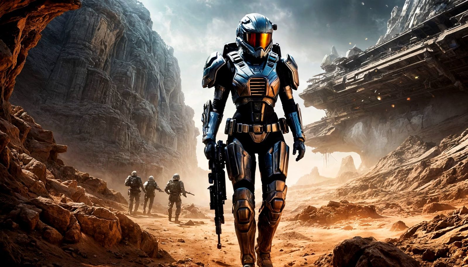 Sci-Fi Female Soldier in Starship Troopers Armor