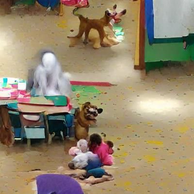 Dog Mischief in Preschool Classroom