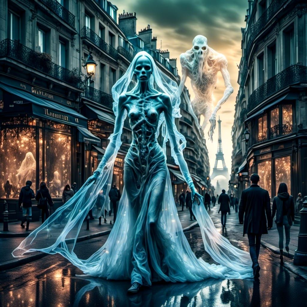 Alien Cyclops Strolls Paris at Twilight