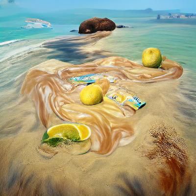 Hyperrealistic Lemonade Ocean and Brown Sugar Beach