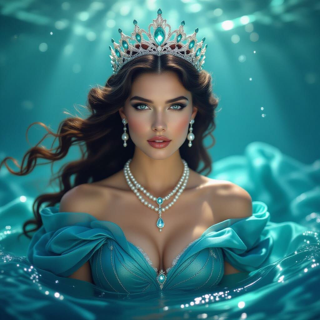 Victorian Ocean Queen in Mystical Glowing Water