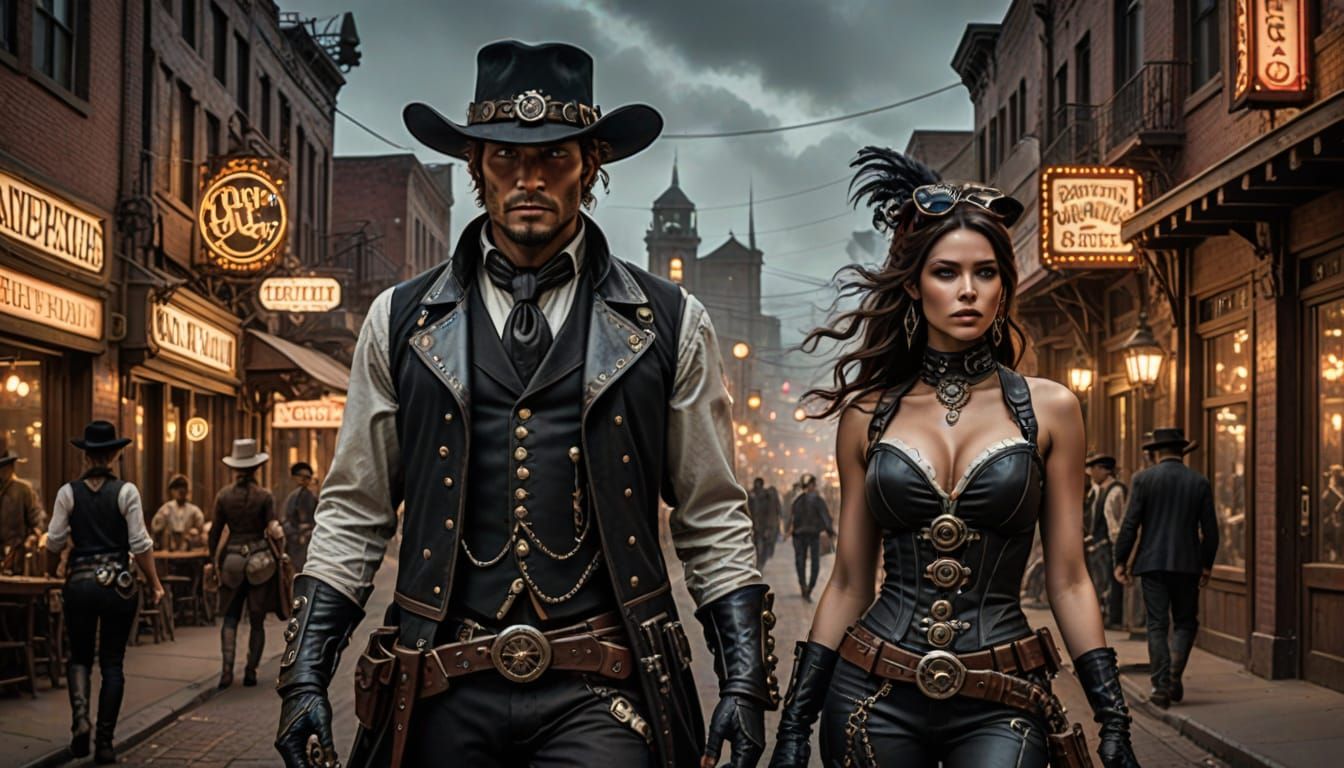 A Cowboy gunslinger dating A lady of the night in a western ...