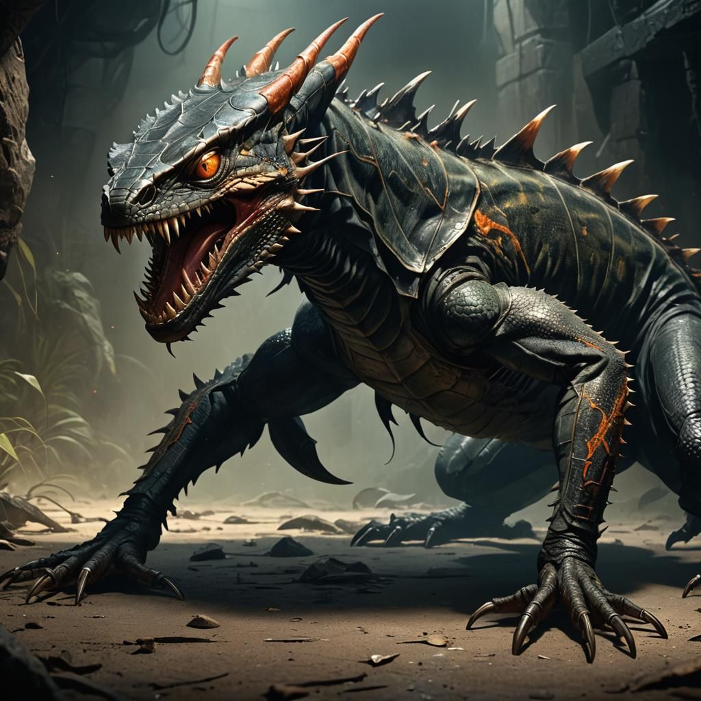 Lizard-Scorpion Hybrid Emerges in Dark Fantasy Art