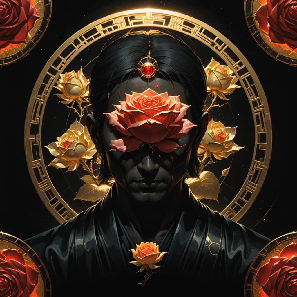 Golden Zen Radiance on a Dark Background