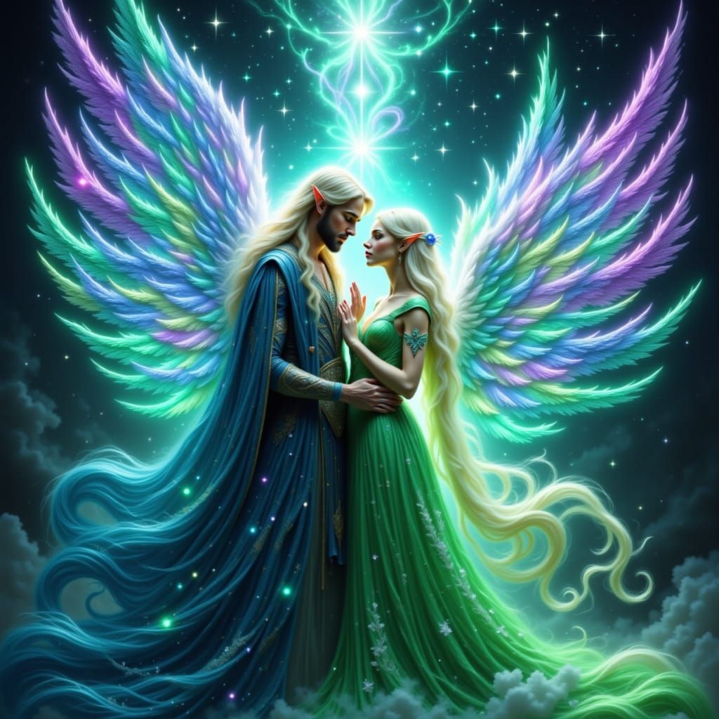 Surreal Elven Goddesses in Sacred Union