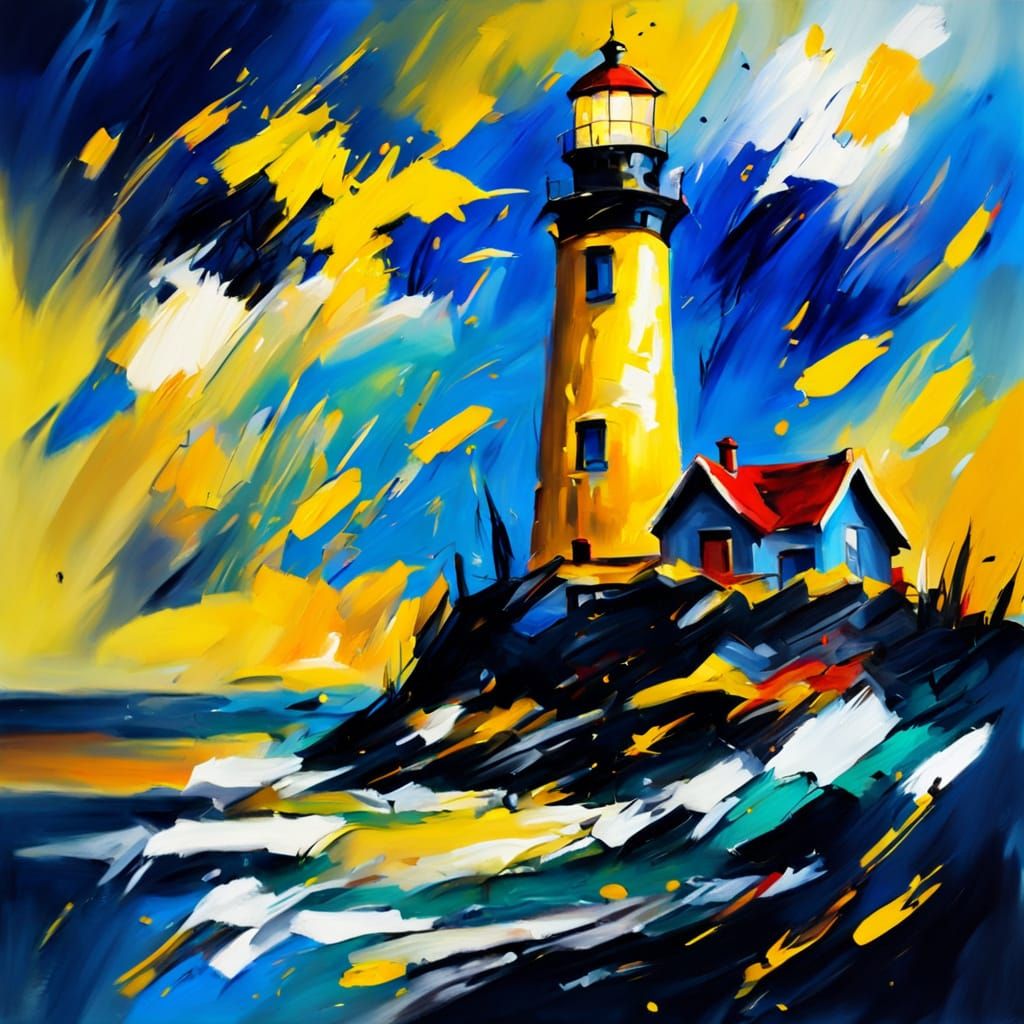 Abstract Lighthouse in Fauvist Expressionism