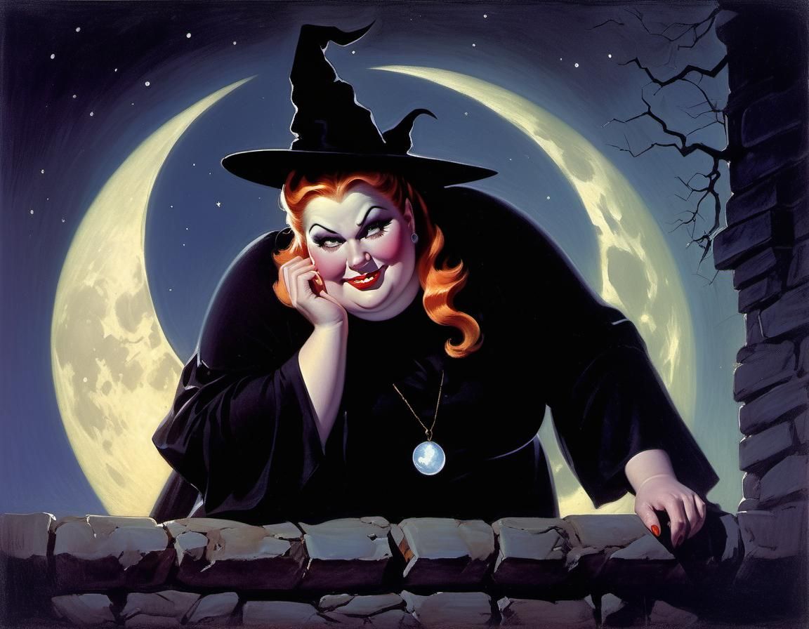 Friendly Witch Portrait in Chiaroscuro Lighting