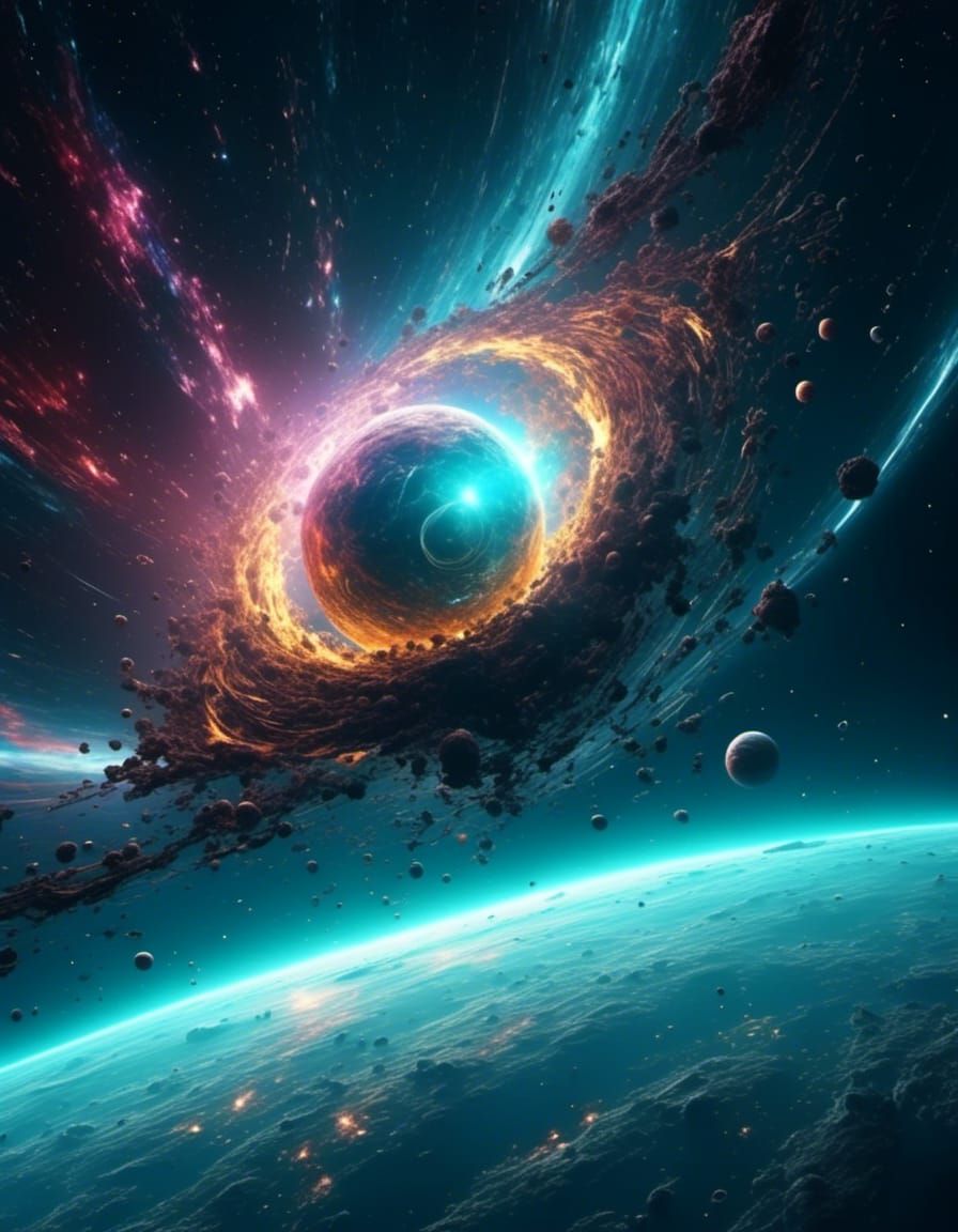 Surreal Spacewalk: Energy Vibration Tornado in Space