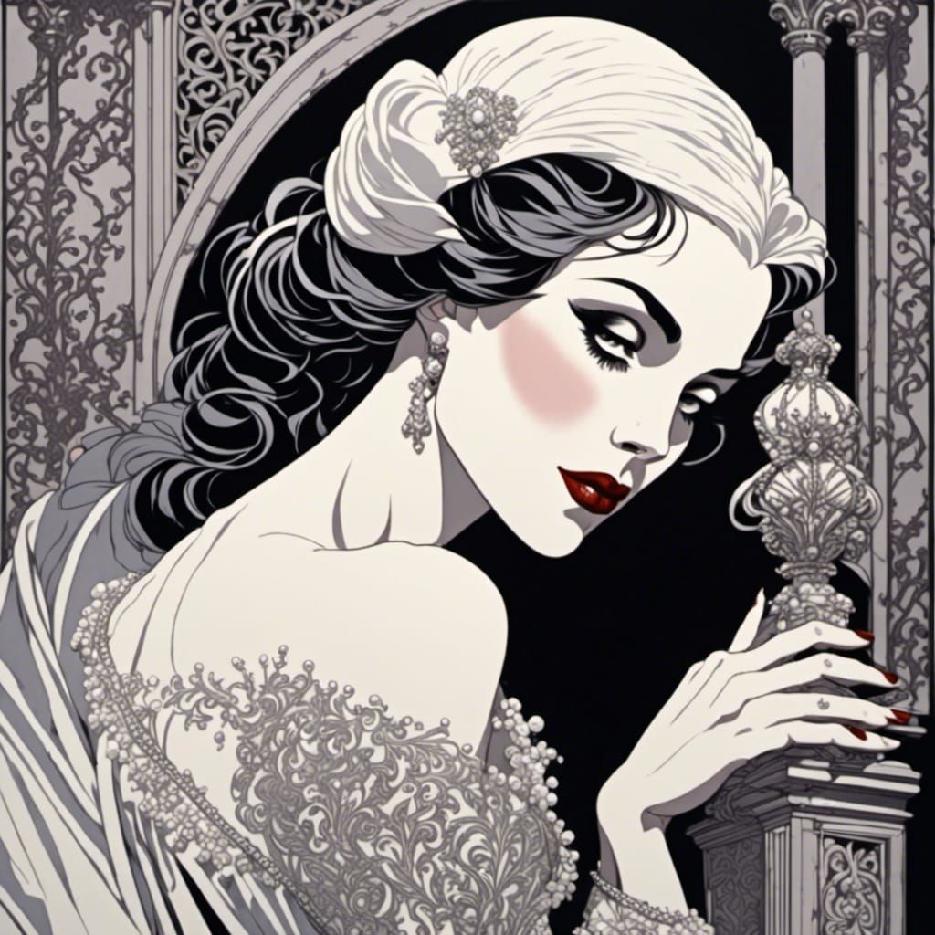 Art Deco Graphic in Nagel and Erte Style