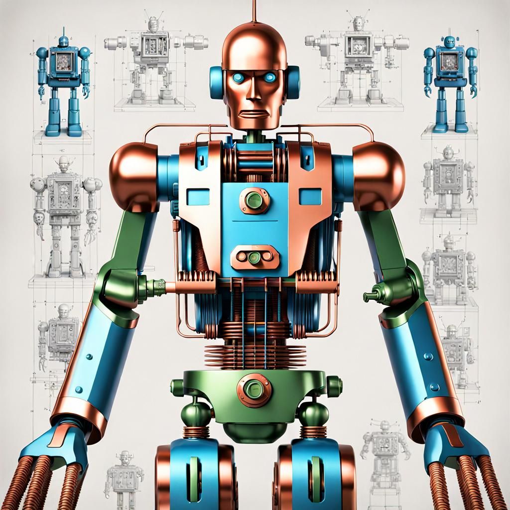 Cyborg Robot Man in Comic Book Art Style