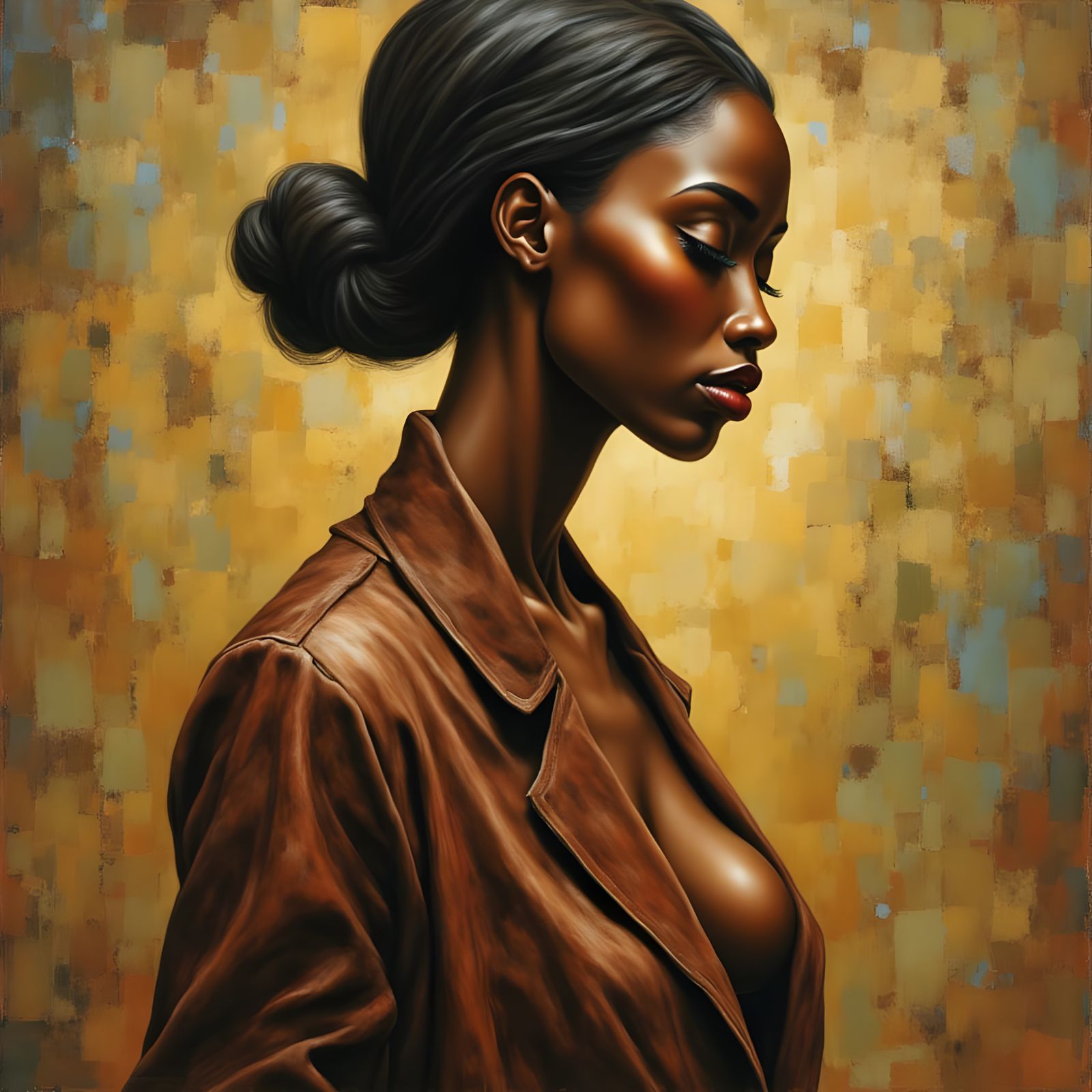 Blond Pin-Up Woman in Mao Jacket, Surreal Expressionism