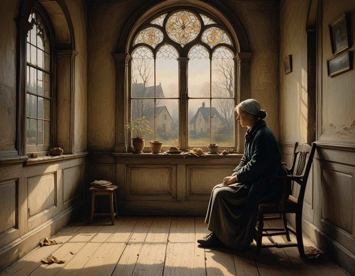 Elegant Contemplation in a Golden Glow