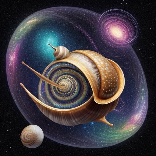 Cosmic Snail with Star Shell: Astral Illustration