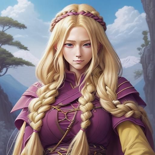 Blonde Kalashtar Druid in Anime Style