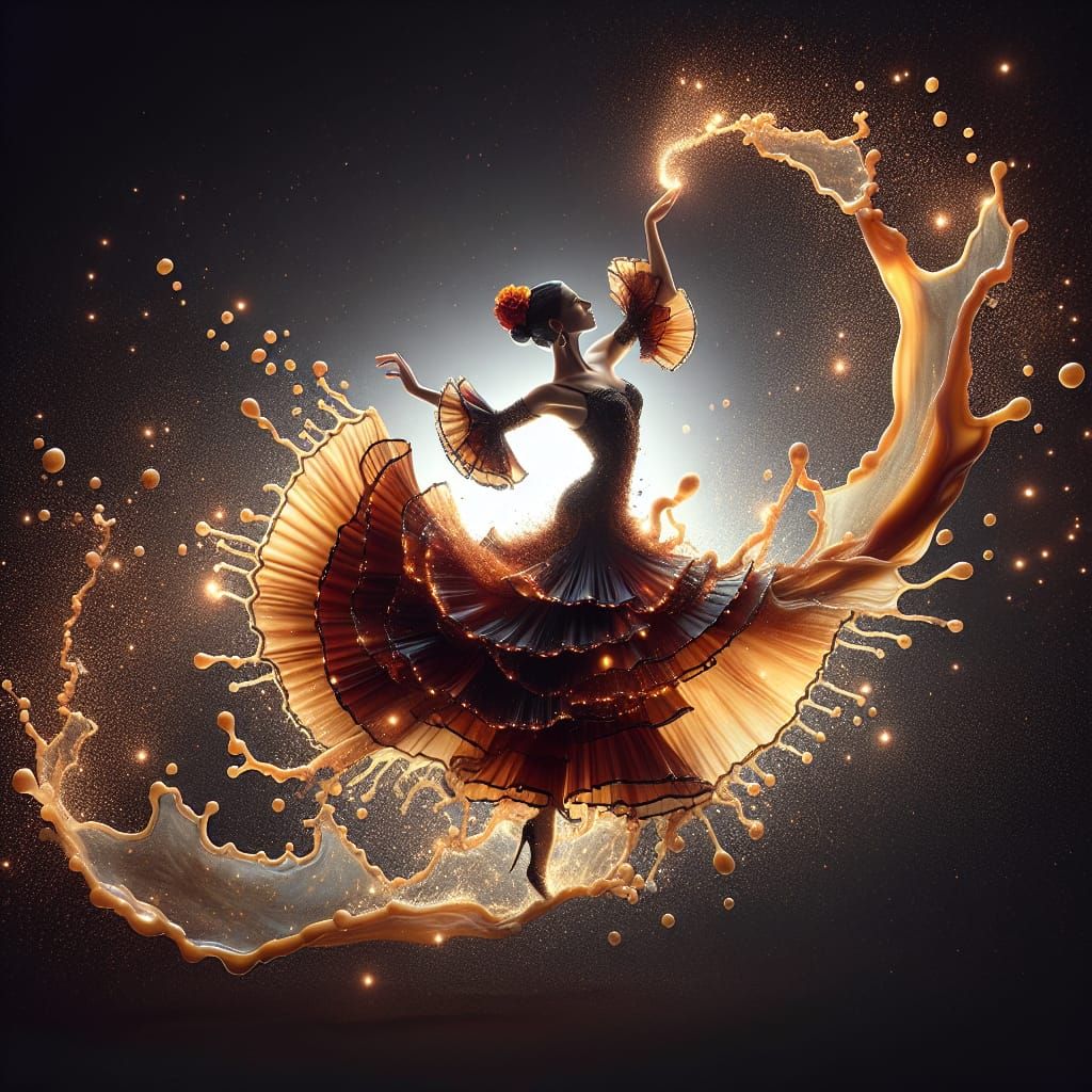 Flamenco Dress Formed From Coffee Splash