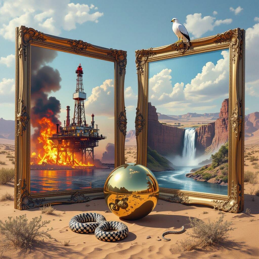 Desert Landscape with Contrasting Picture Frames