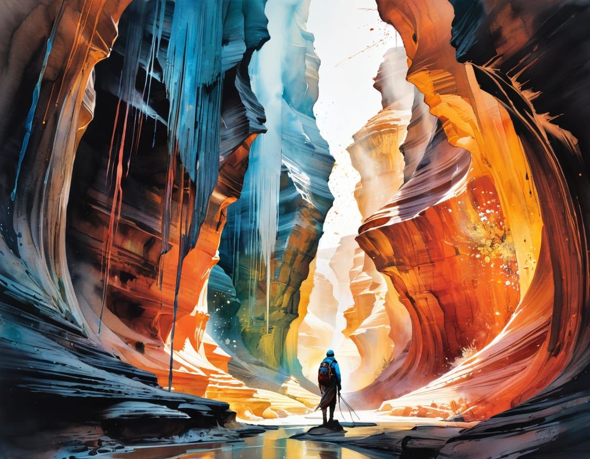 Dreamlike Watercolour Art of Upper Antelope Canyon
