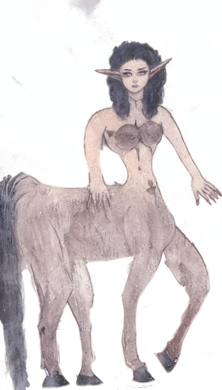 Female Centaur in Gothic Cityscape Illustration