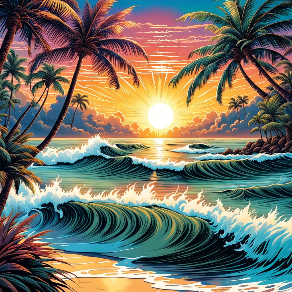 Beach in a Jar: Colorful Watercolor Comic Art