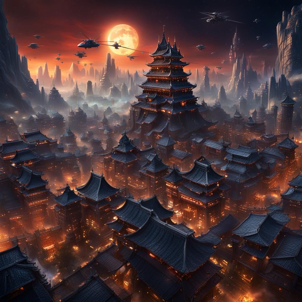 Epic Ninja War in Futuristic Cityscape