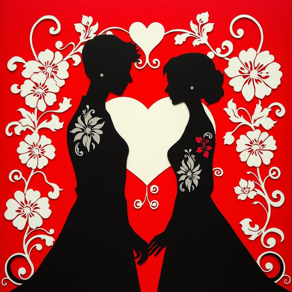 Intricate Paper Silhouettes in Crimson Red