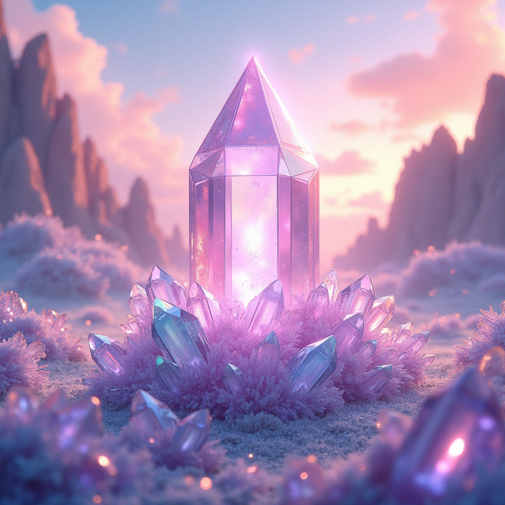Iridescent Crystal in Anime Key Visual Style
