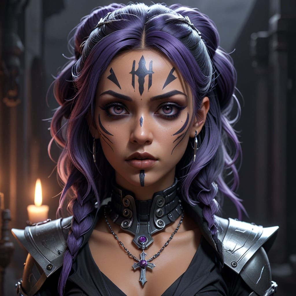 Gothic Ahsoka Tano in Dark, Muted Nu Goth Fashion