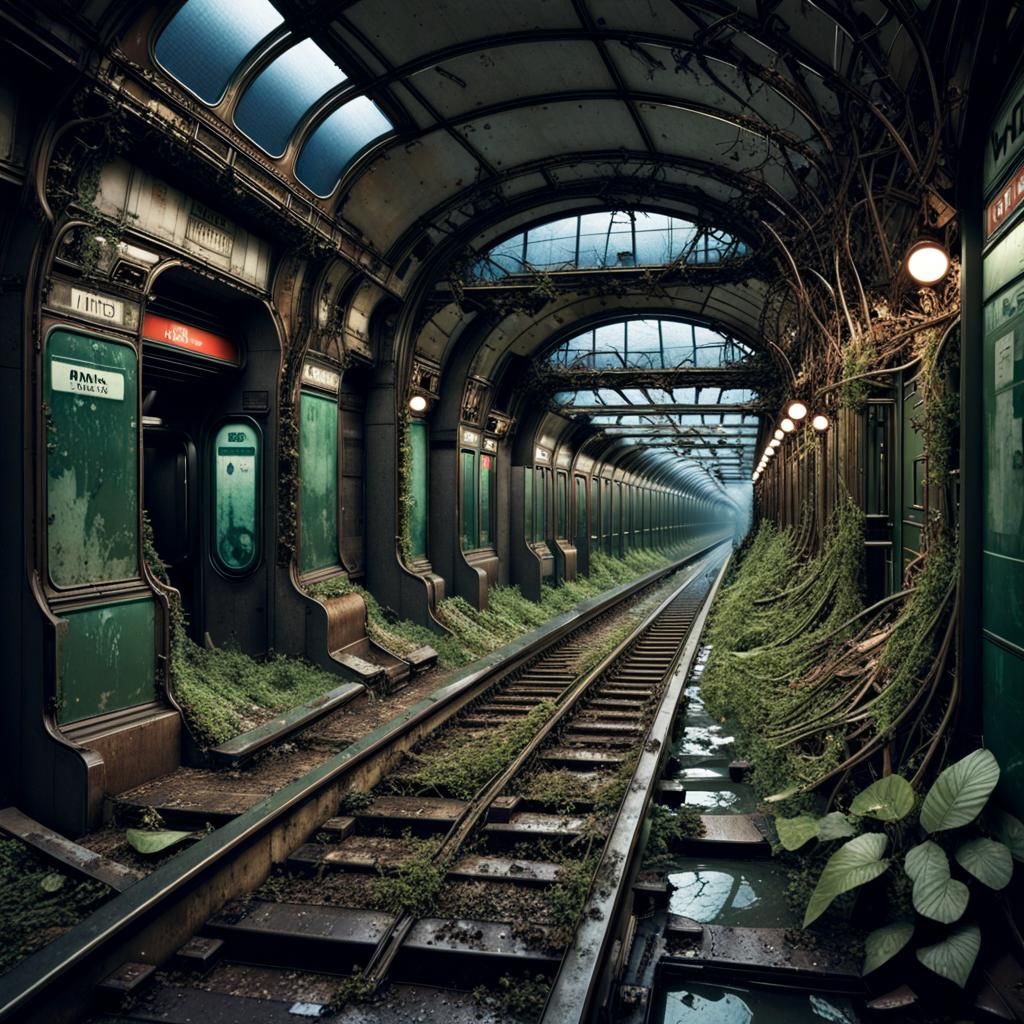 Post-Apocalyptic Paris Metro: Overgrown and Abandoned