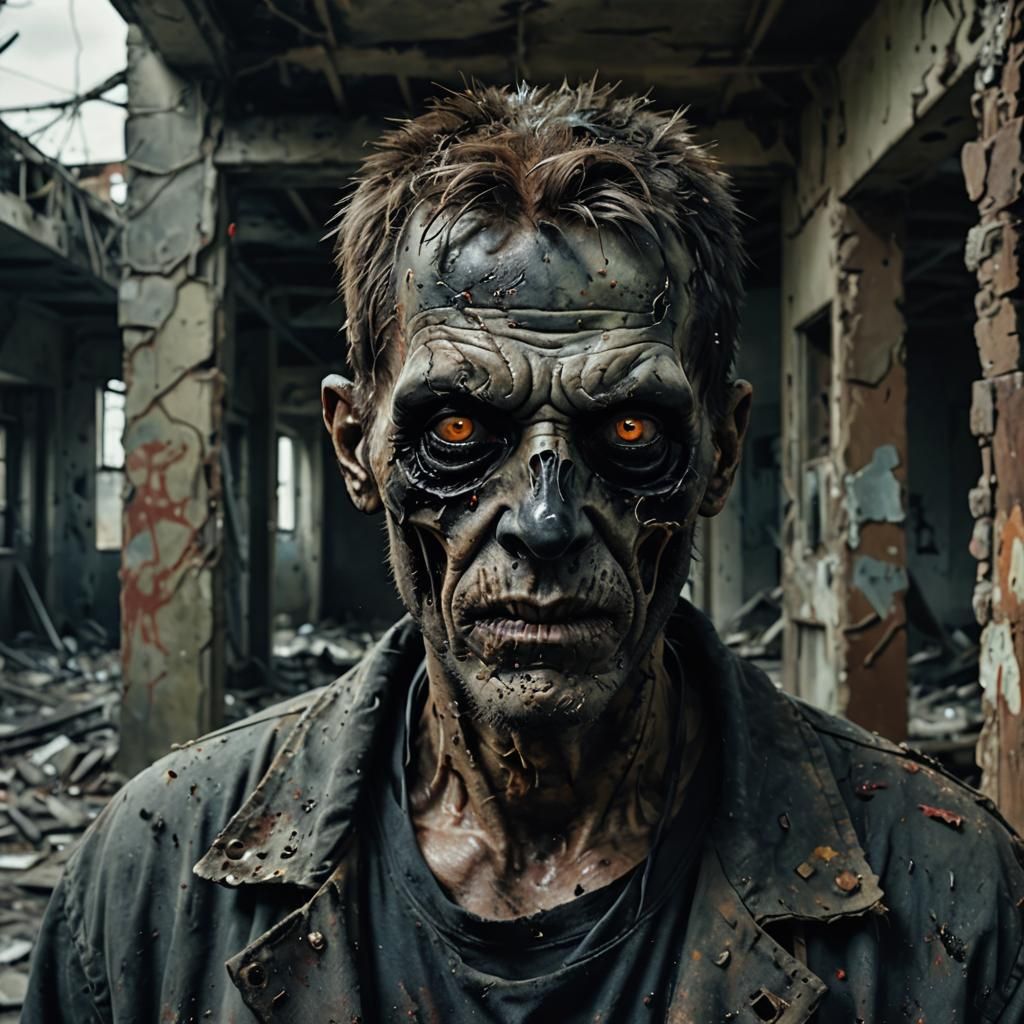 portrait of a grim person