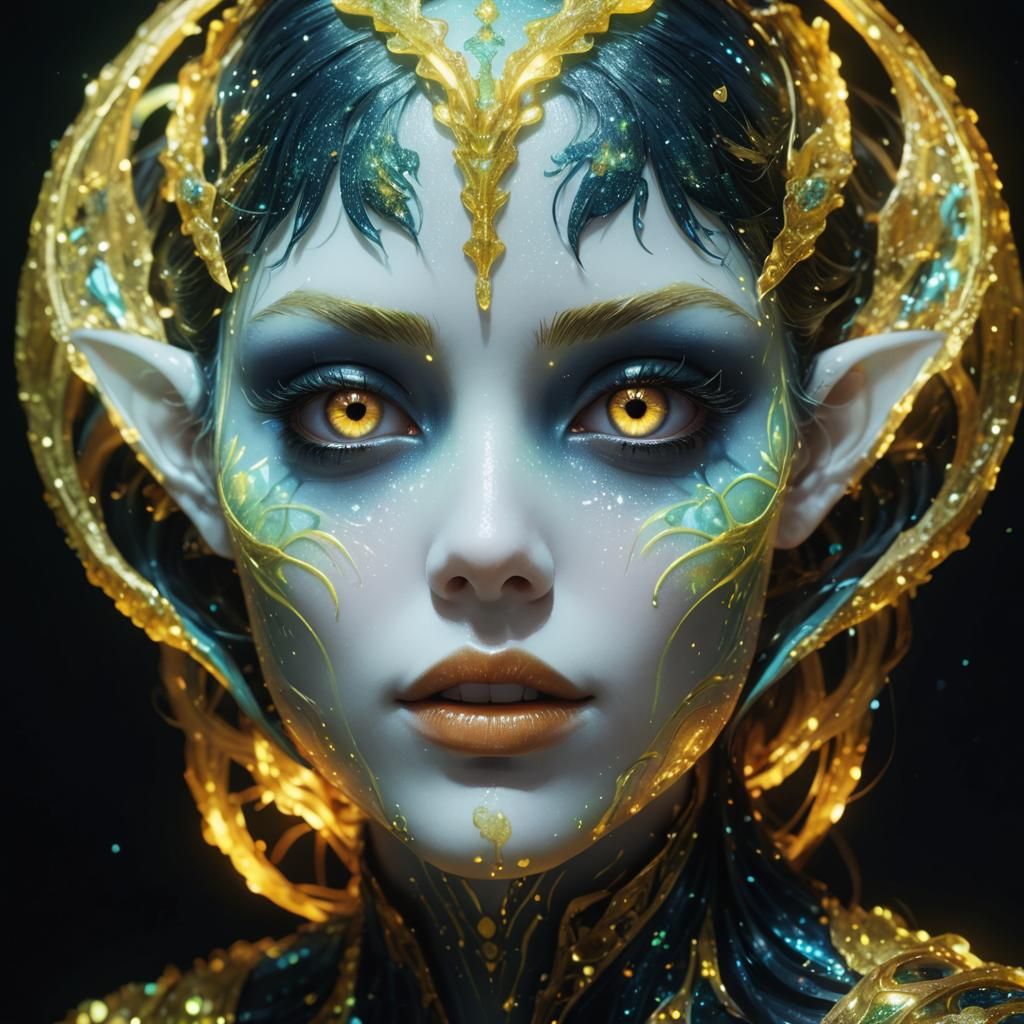 Psychedelic Bioluminescent Fae in Anime Style