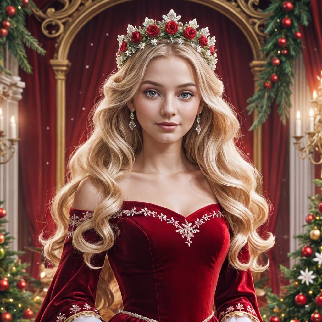 Royal Christmas Princess Portrait in Vibrant Colors