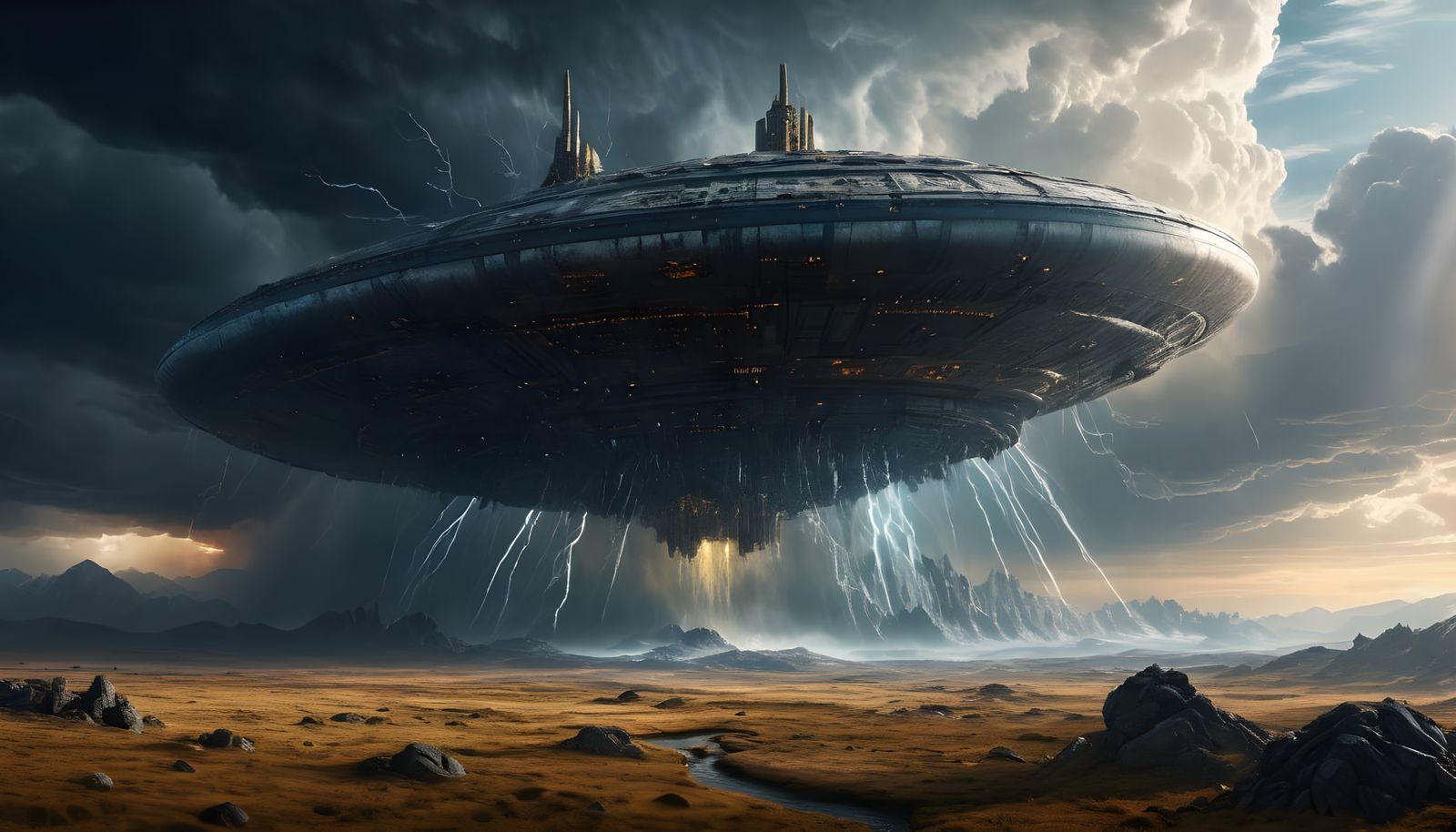 Alien Spacecraft Emerges in Turner-esque Storm