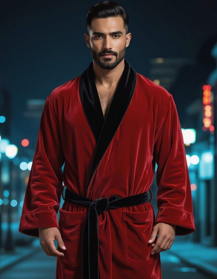 Handsome Hunk in Red Velvet Bathrobe: Vintage Impressionist ...
