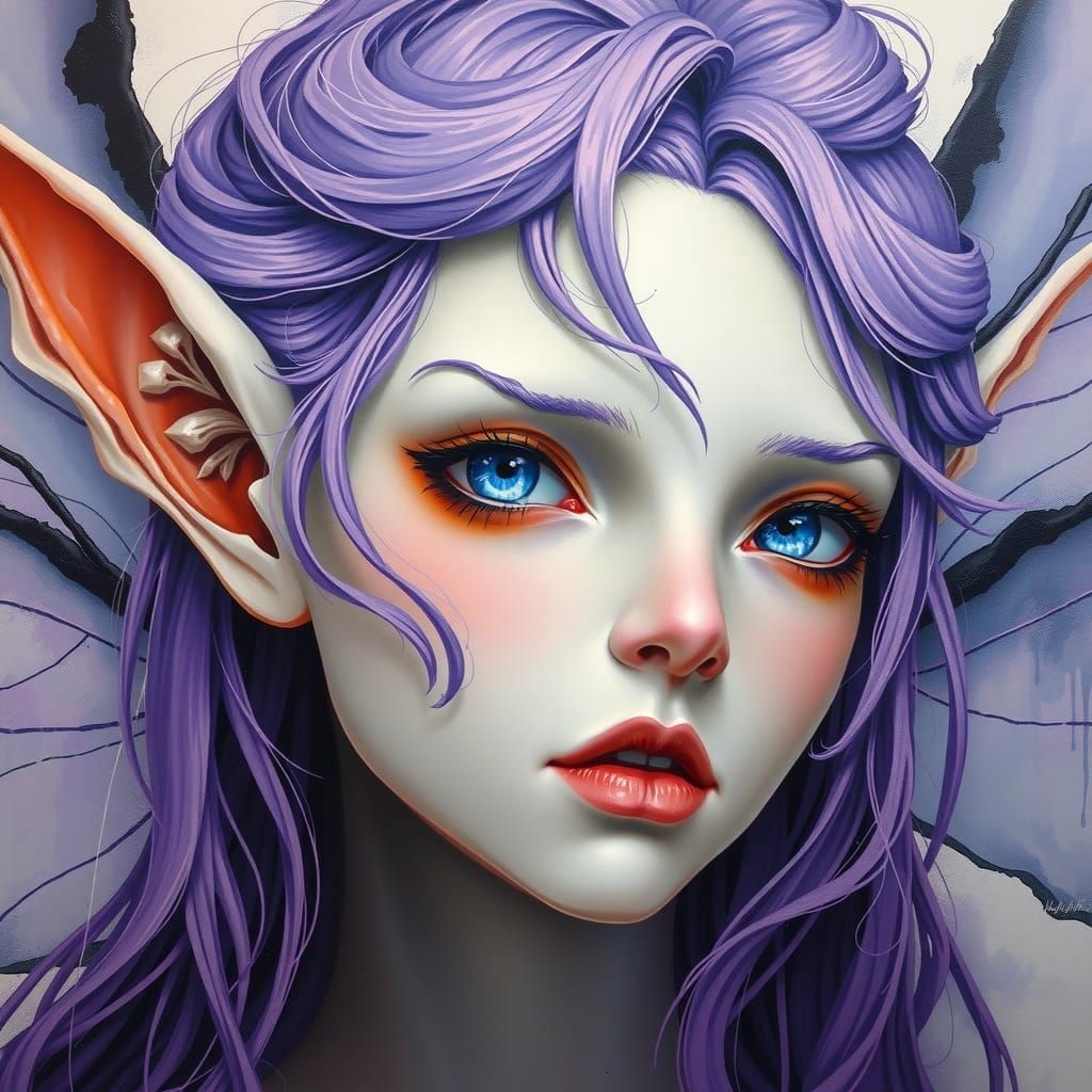 Violet Fairy Portrait in Ethereal Style