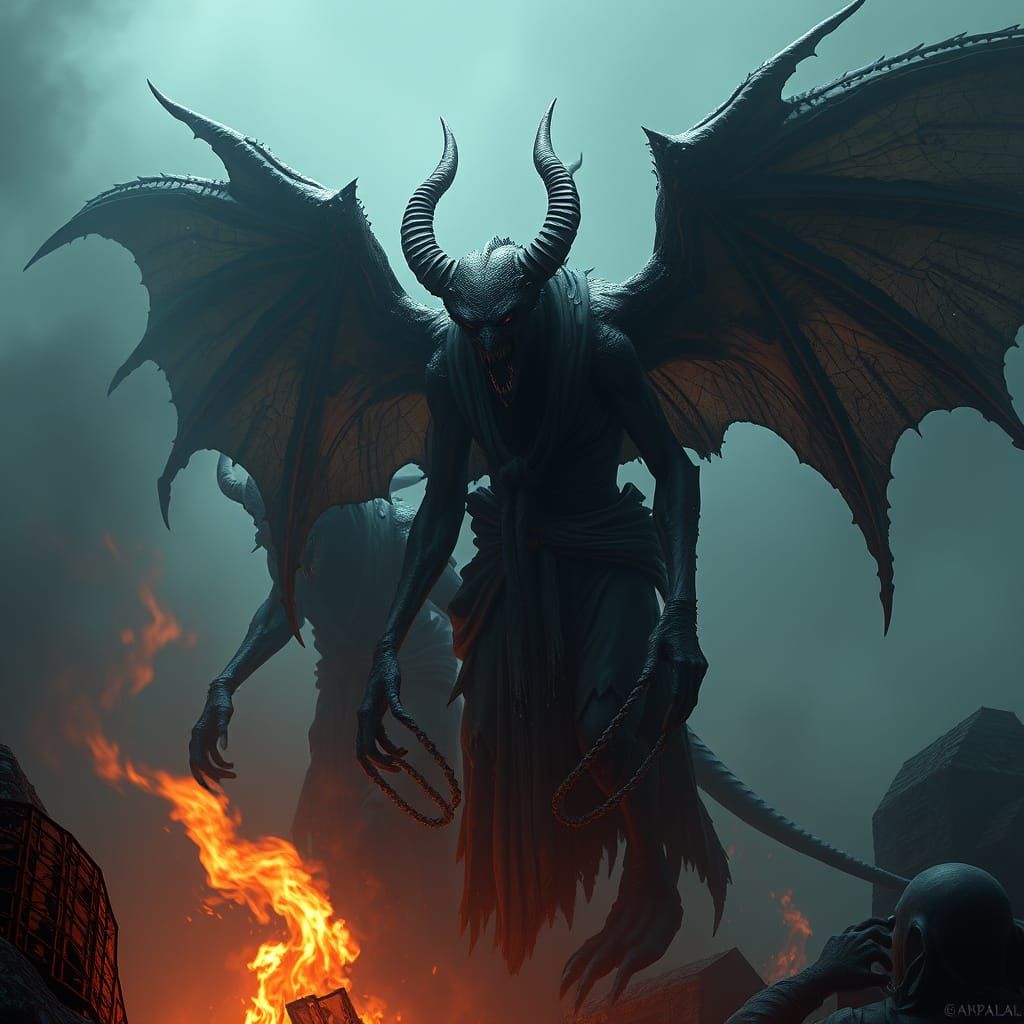 Dark Gargoyle Demons in Eerie Realm