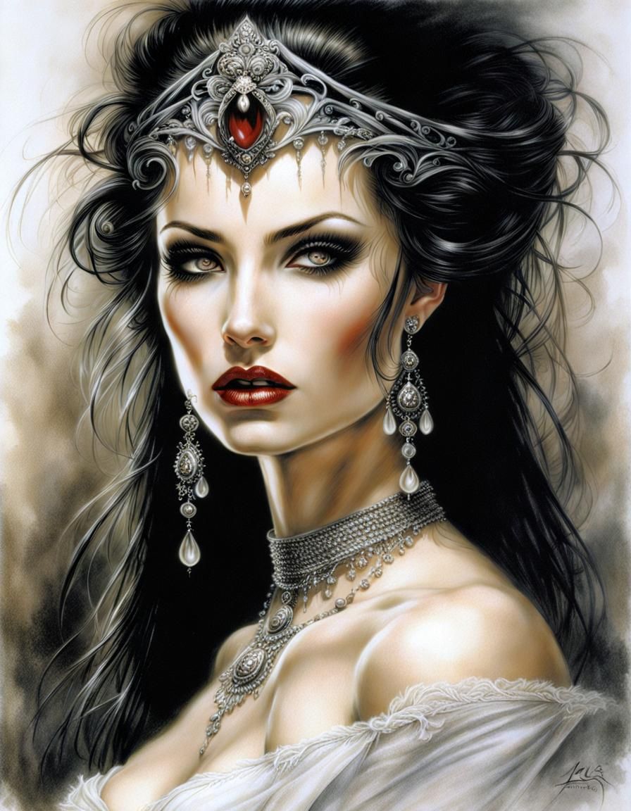 Alluring Vampire Bride Portrait in Royo Style