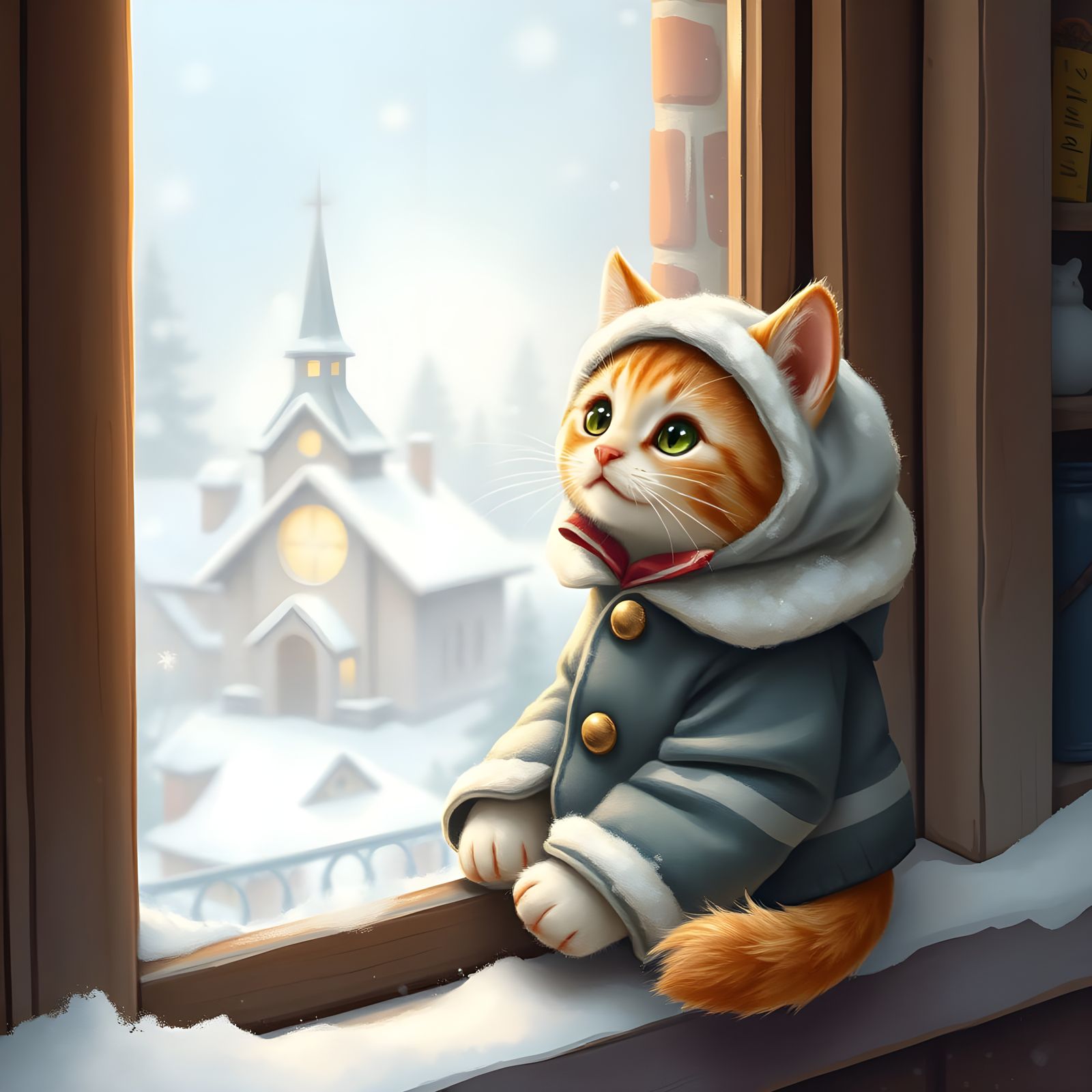 Frosty Feline Longing for Warmth