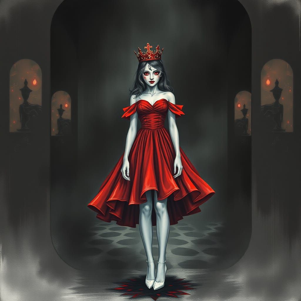 Mysterious Princess in Charcoal Drawing