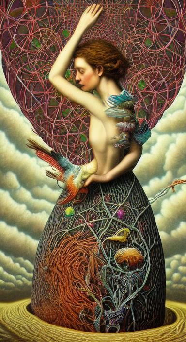 Surreal Weightless Dreamscape in Mixed Media Style