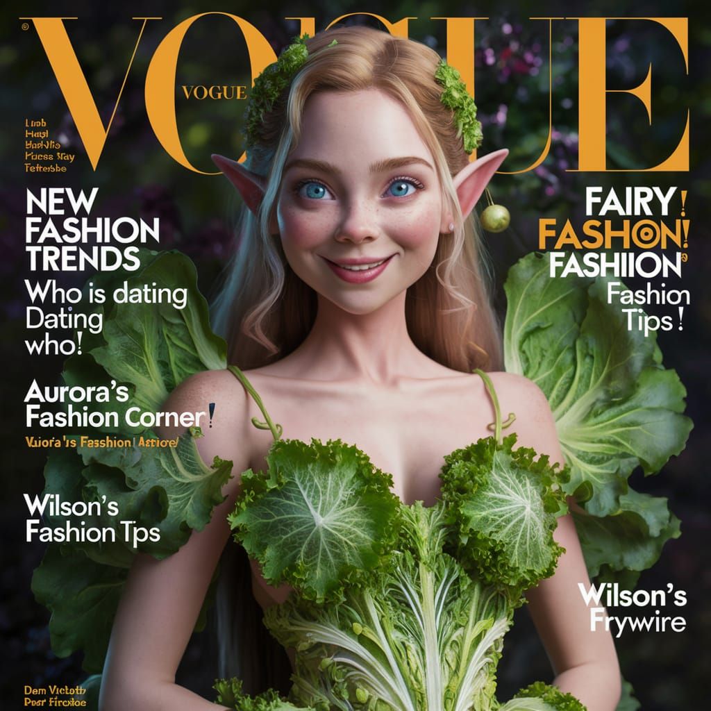 Elf in Lettuce Dress: Vogue Magazine Cover