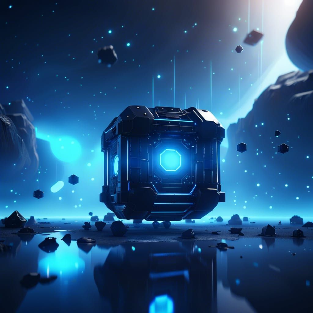 Space Station on Obsidian Moon with Spaceships