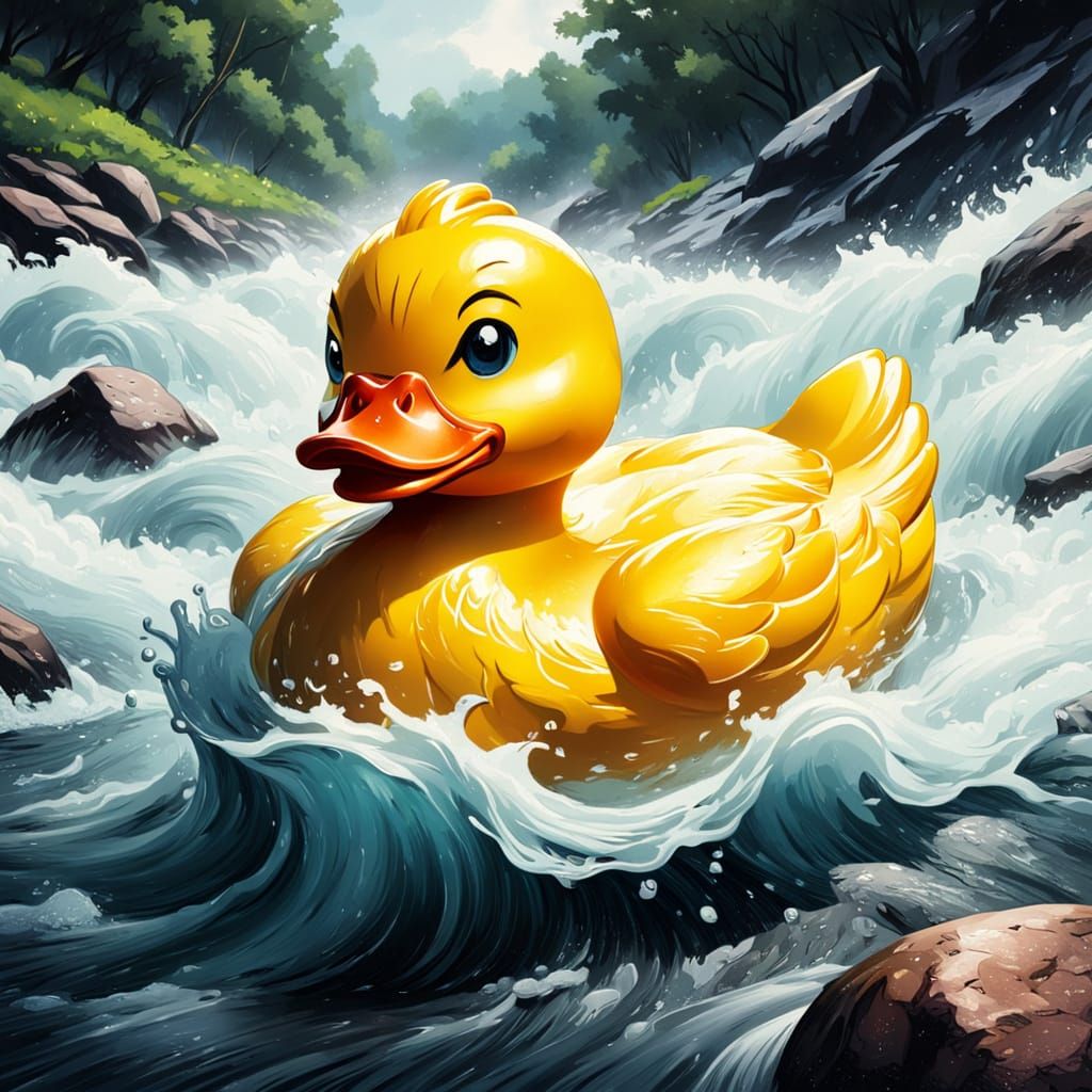 King of the Rapids: A Heroic Rubber Duck in Action